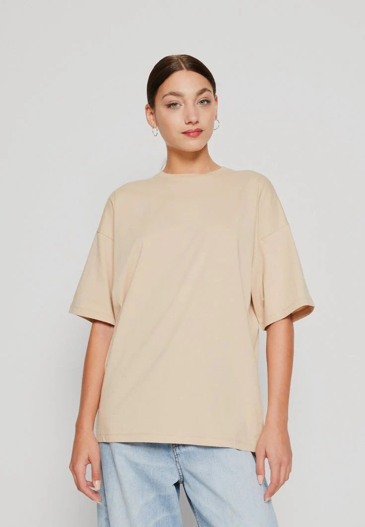 DROP SHOULDER T-SHIRT - BIEGE