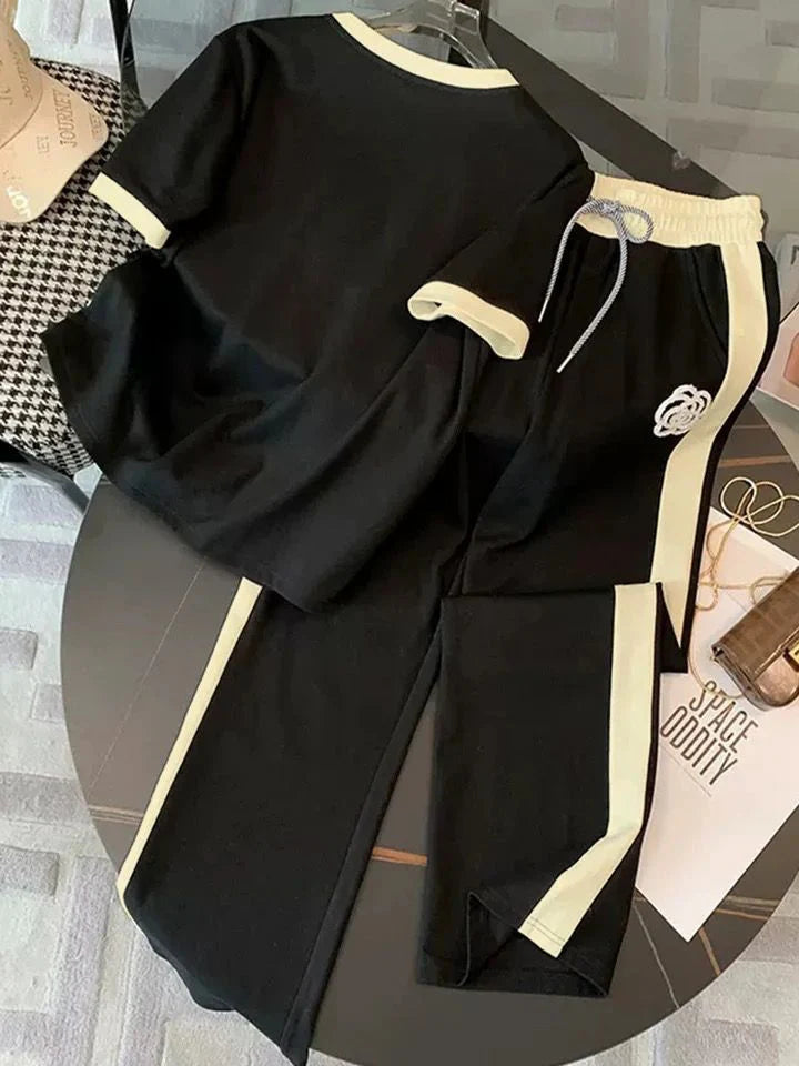 SOFT COTTON TRACKSUIT - BLACK FLOWER