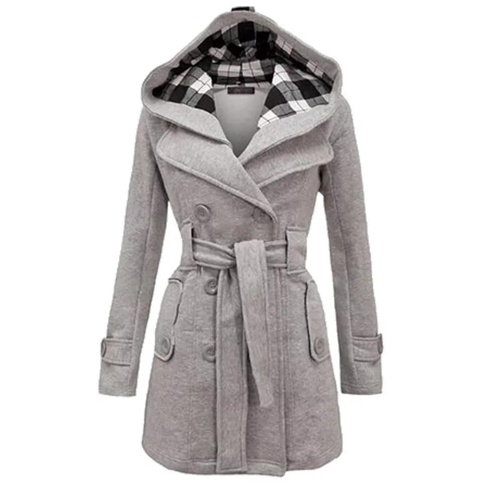 Long grey coat with hood hotsell