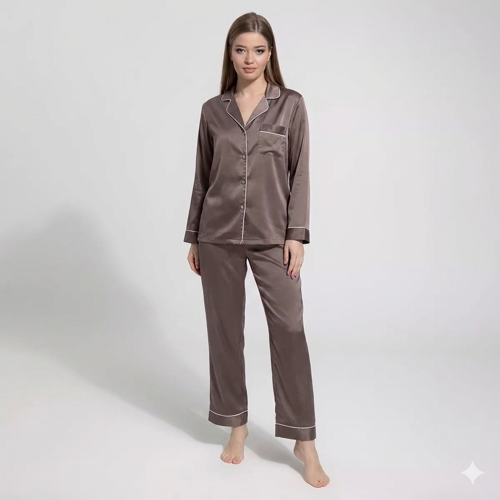 PLAIN SILK - Dusty Brown