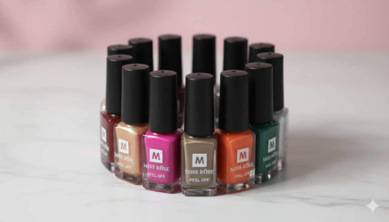 MISS ROSE NAIL POLISH PEEL OFF – 12 PCS SET