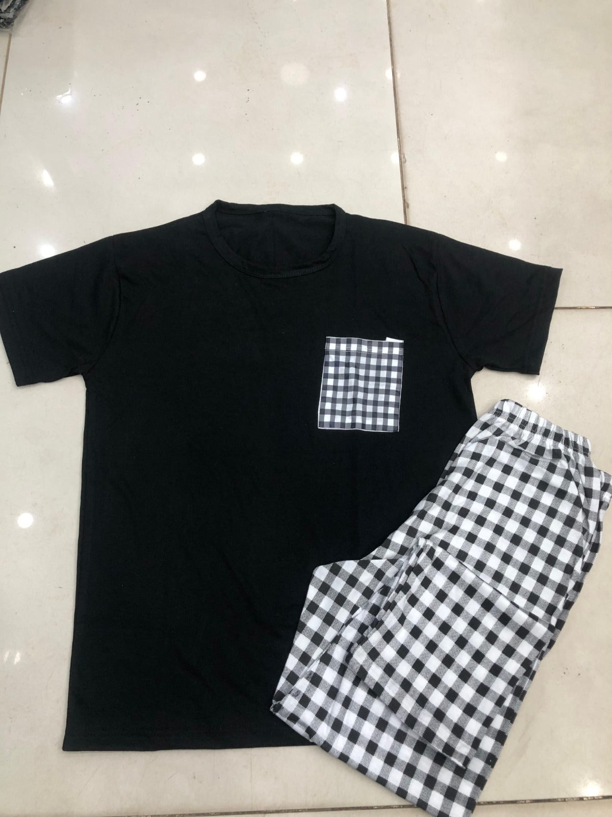 BLACK POCKET NIGHT SUIT- P8