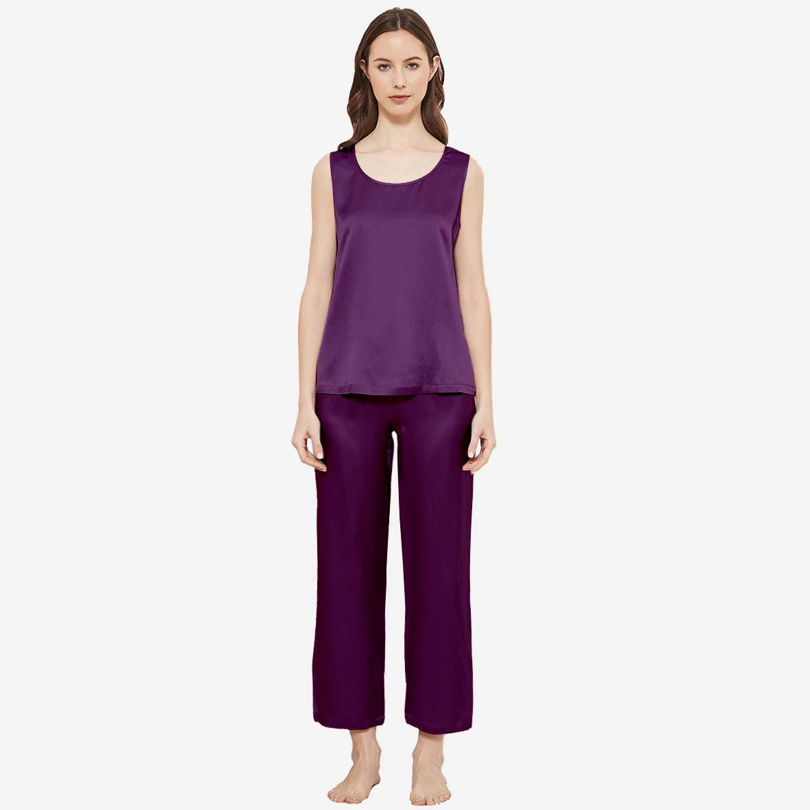 SILK TOP & PAJAMA SET - PURPLE