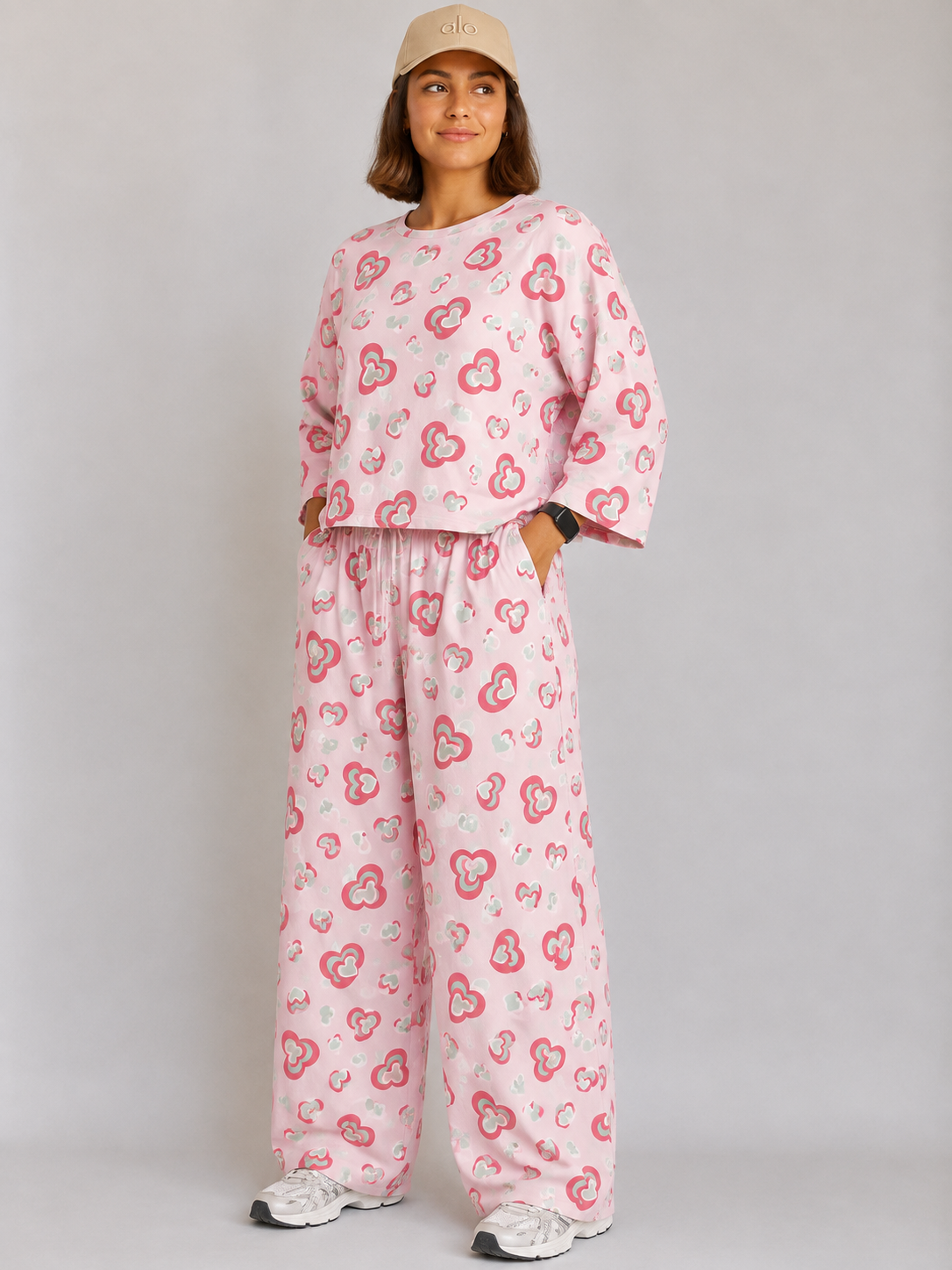 Women's Premium Burberry Fabric Sleepwear Set – Loose Trouser & Short Tee SBSPJ-07