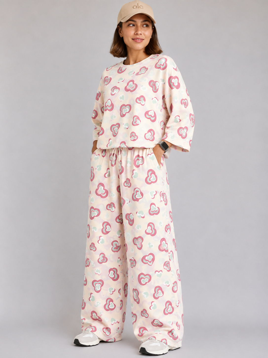 Women's Premium Burberry Fabric Sleepwear Set – Loose Trouser & Short Tee SBSPJ-09