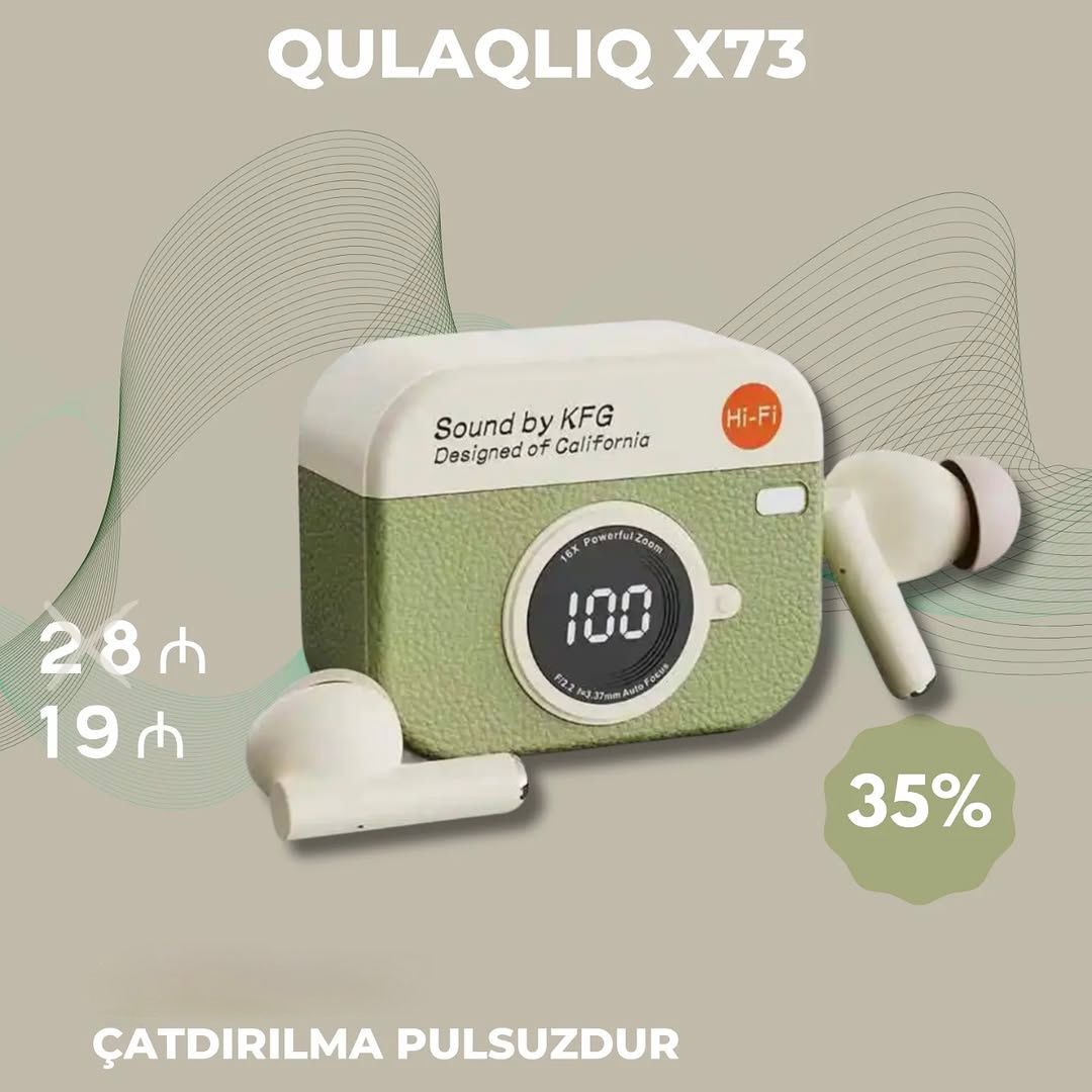 RETRO CAMERA EARBUDS - GREEN