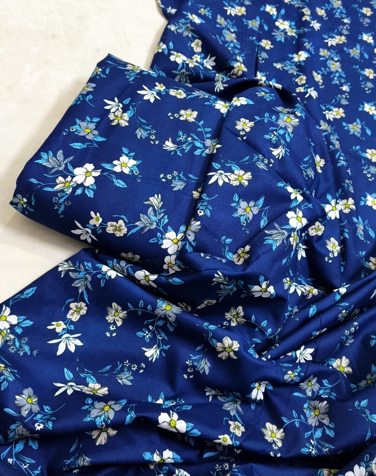 MICRO POLO COTTON- 2 PIECE-Blue With Flowers US-011