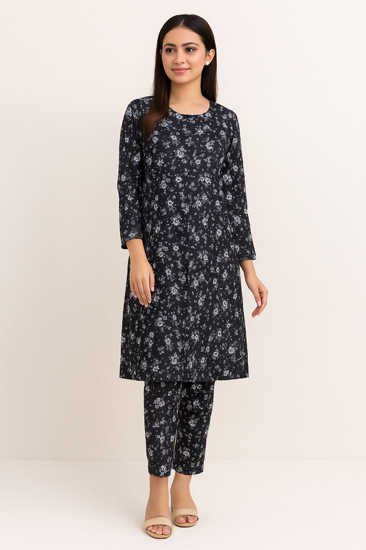 MICRO POLO COTTON- 2 PIECE-Black & White US-012