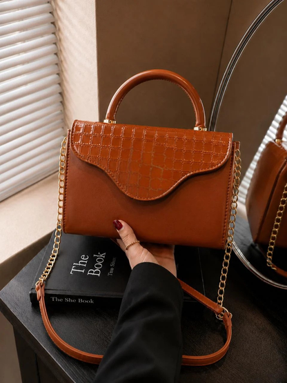 BLUSH CROC-TOP HAND BAG