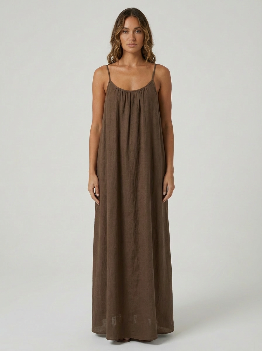 Premium Women's Linen STUNNING BACKLESS MAXI DRESS SBS-2