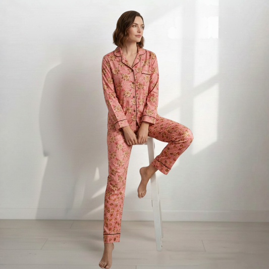 Digital Printed Button Down Night Suit - PNS-013