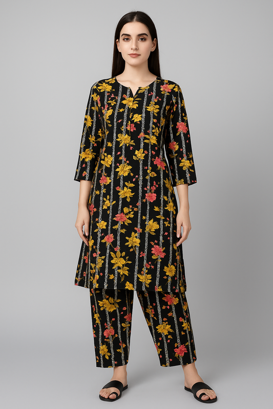 MICRO POLO COTTON- 2 PIECE-Black & Yellow US-001