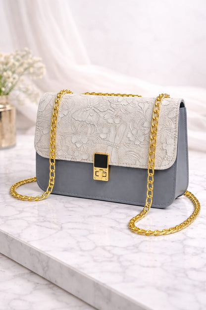 Floral Embossed Chain Bag