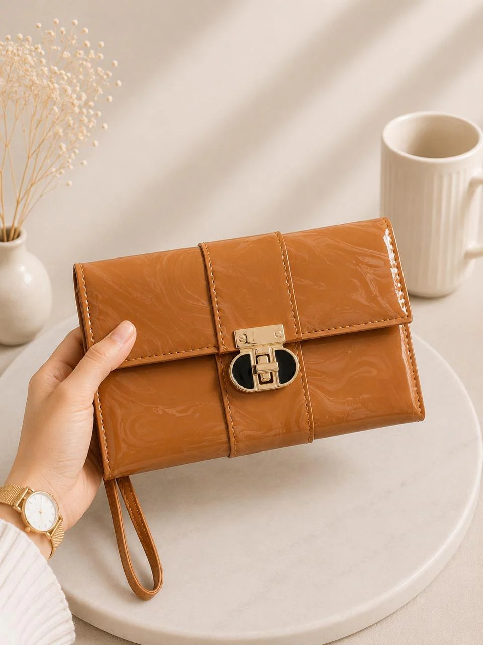 MARBLED CLUTCH SOFT BLUSH ELEGANCE