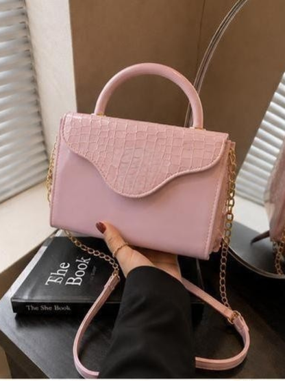 BLUSH CROC-TOP HAND BAG