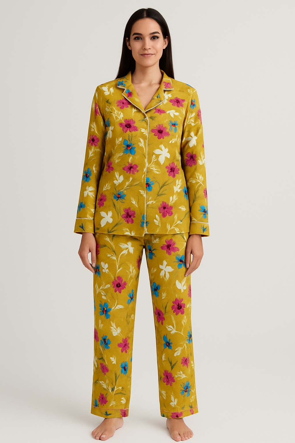 Printed Button Down Night Suit - PNS-009