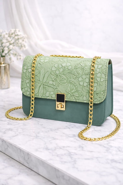 Floral Embossed Chain Bag