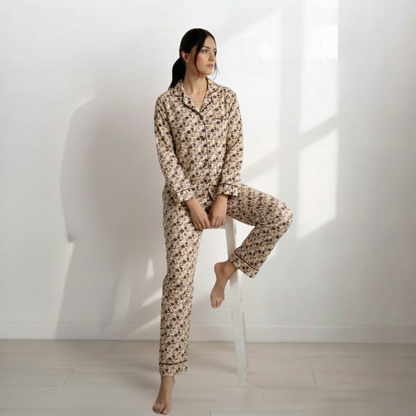 Digital Printed Button Down Night Suit - PNS-016