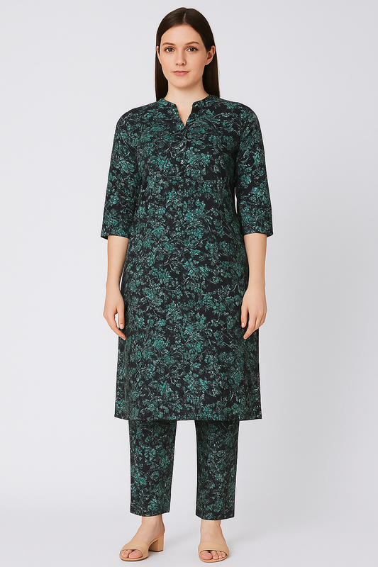 MICRO POLO COTTON- 2 PIECE-Green & Black US-014