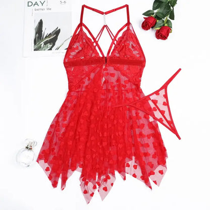 Red Heart Lace Babydoll NC113500-2