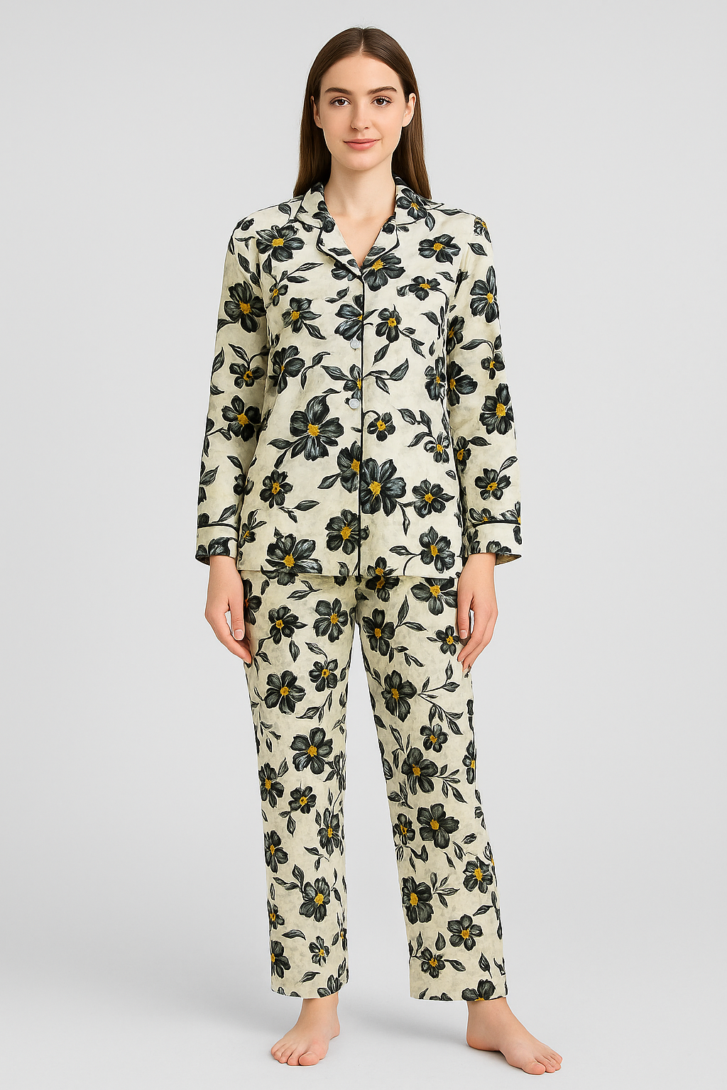 Printed Button Down Night Suit - PNS-007
