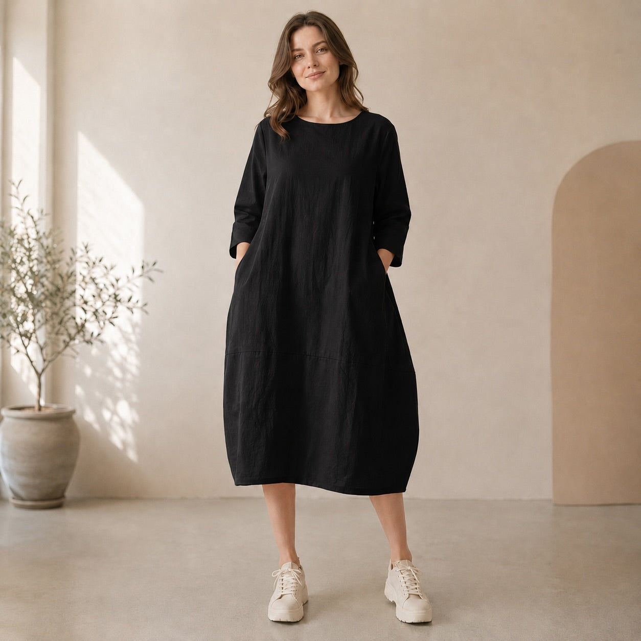 SHADOW POCKET MIDI DRESS SBS-14