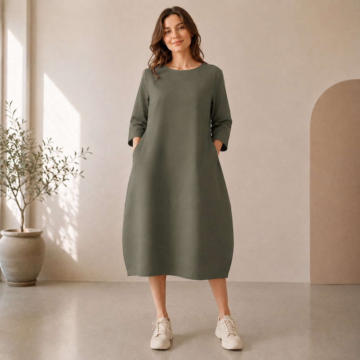 SHADOW POCKET MIDI DRESS SBS-14