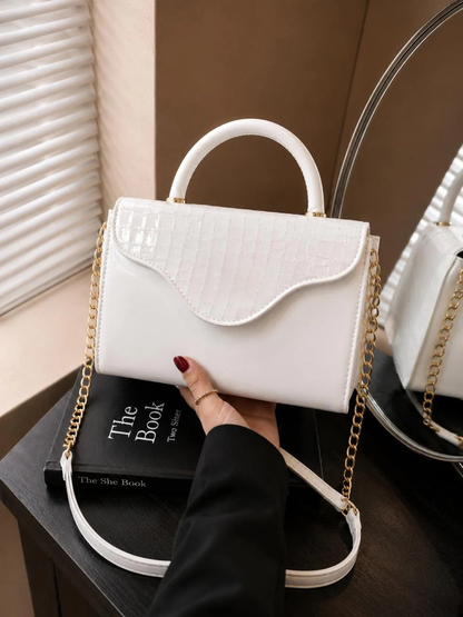 BLUSH CROC-TOP HAND BAG