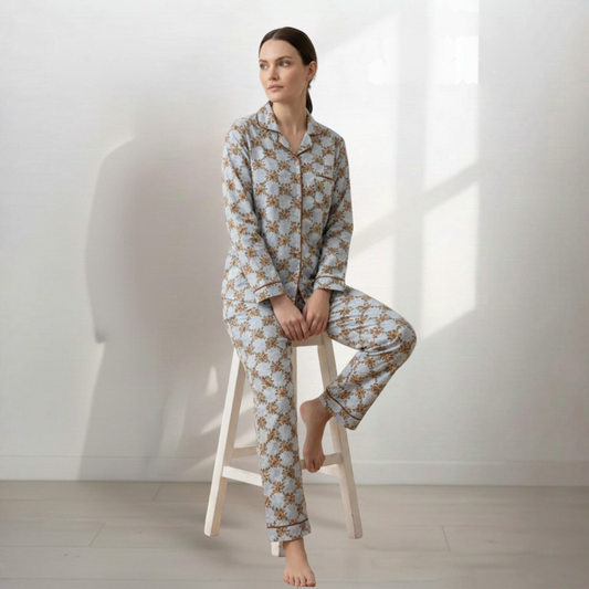 Digital Printed Button Down Night Suit - PNS-015