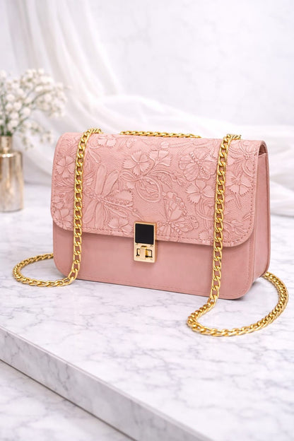 Floral Embossed Chain Bag