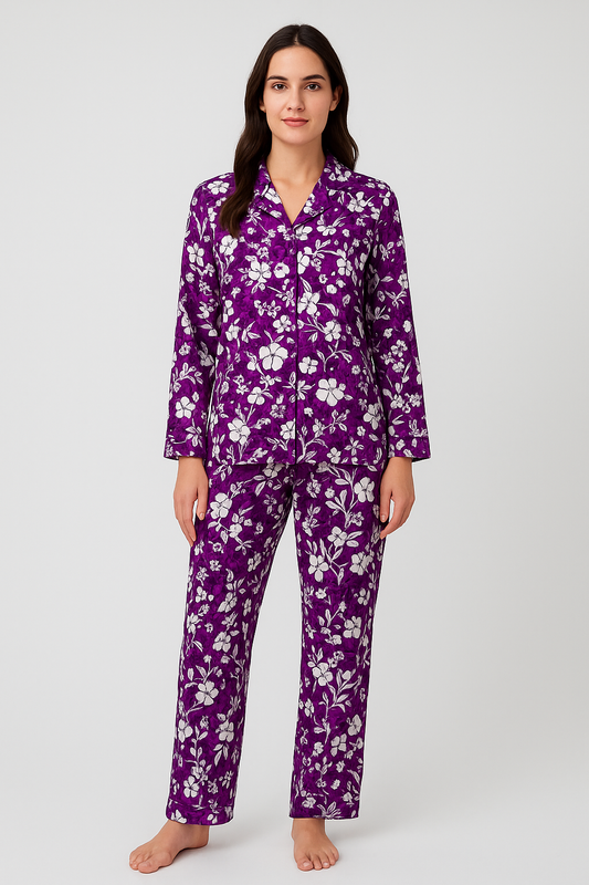 Printed Button Down Night Suit - PNS-008