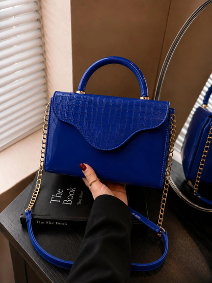 BLUSH CROC-TOP HAND BAG