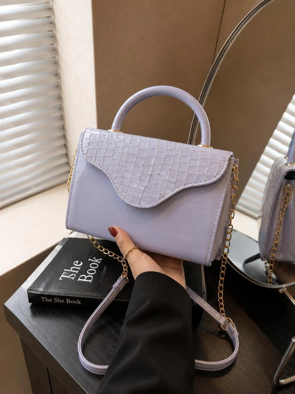 BLUSH CROC-TOP HAND BAG