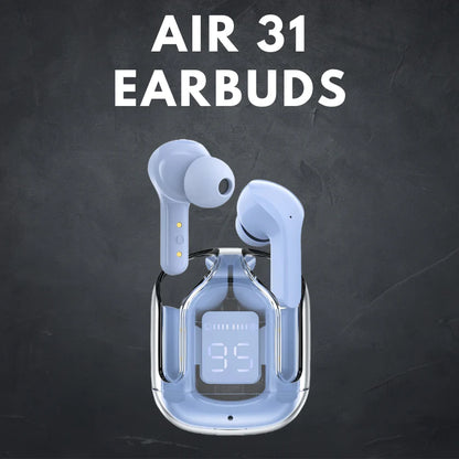 AIR 31 TRANSPARENT WIRELESS STEREO EARBUDS - BLUE