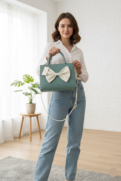 TRENDY BOW STYLE HANDBAG