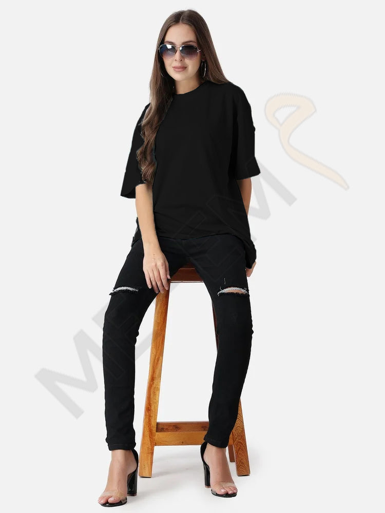 DROP SHOULDER T-SHIRT - BLACK