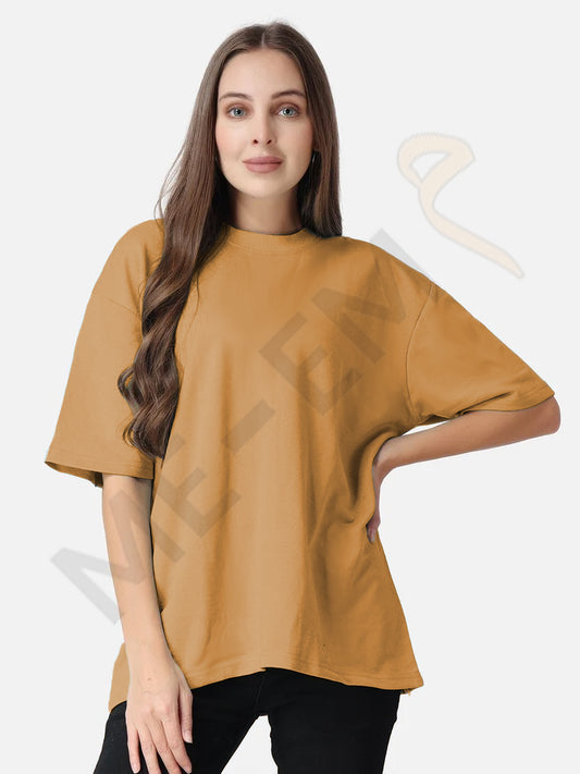 DROP SHOULDER T-SHIRT - CAMEL BROWN