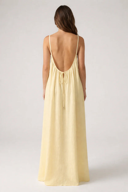 STUNNING BACKLESS MAXI DRESS - BUTTER
