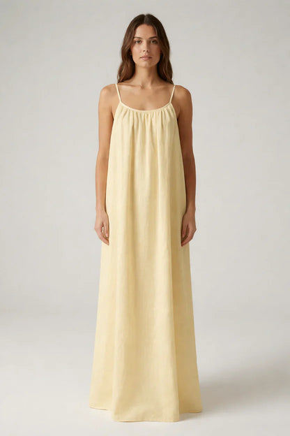 Premium Women's Linen STUNNING BACKLESS MAXI DRESS SBS-2