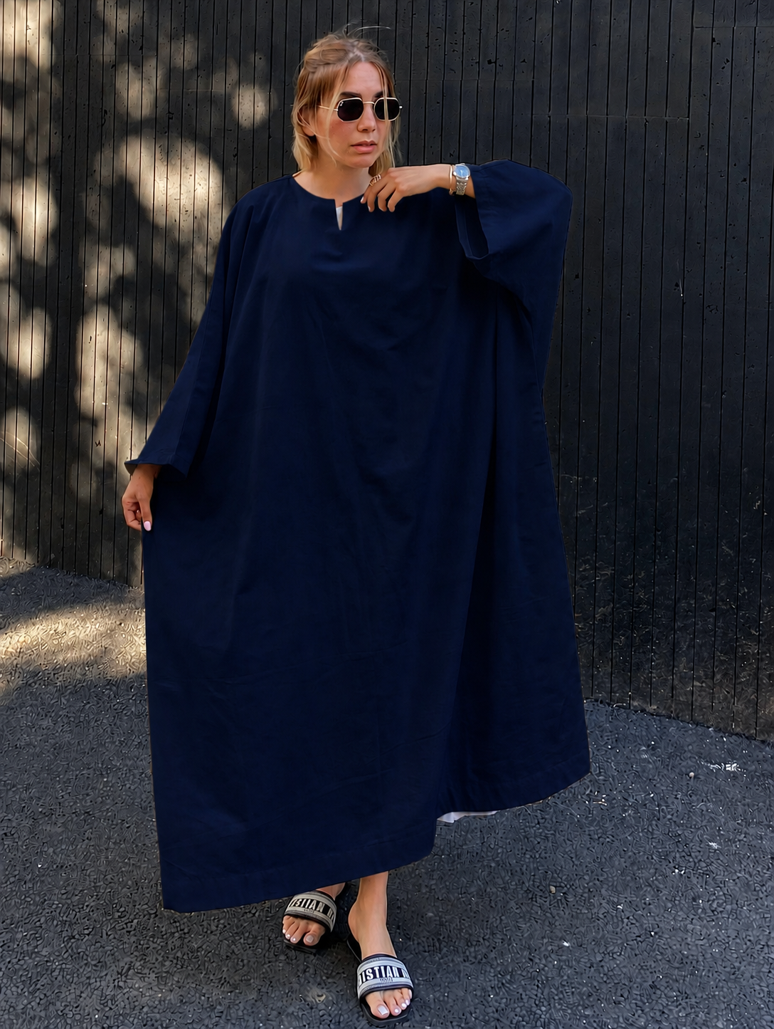 Premium Linen Batwing Kaftan Dress | Oversized Relaxed Fit Maxi Dress for Women SBS-1