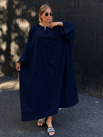 Premium Linen Batwing Kaftan Dress | Oversized Relaxed Fit Maxi Dress for Women SBS-1