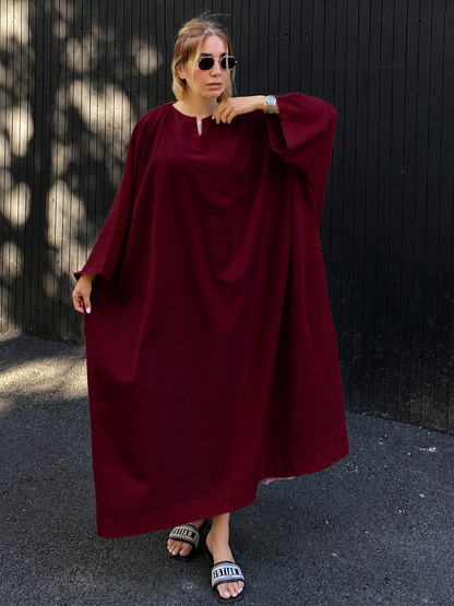 Premium Linen Batwing Kaftan Dress | Oversized Relaxed Fit Maxi Dress for Women SBS-1
