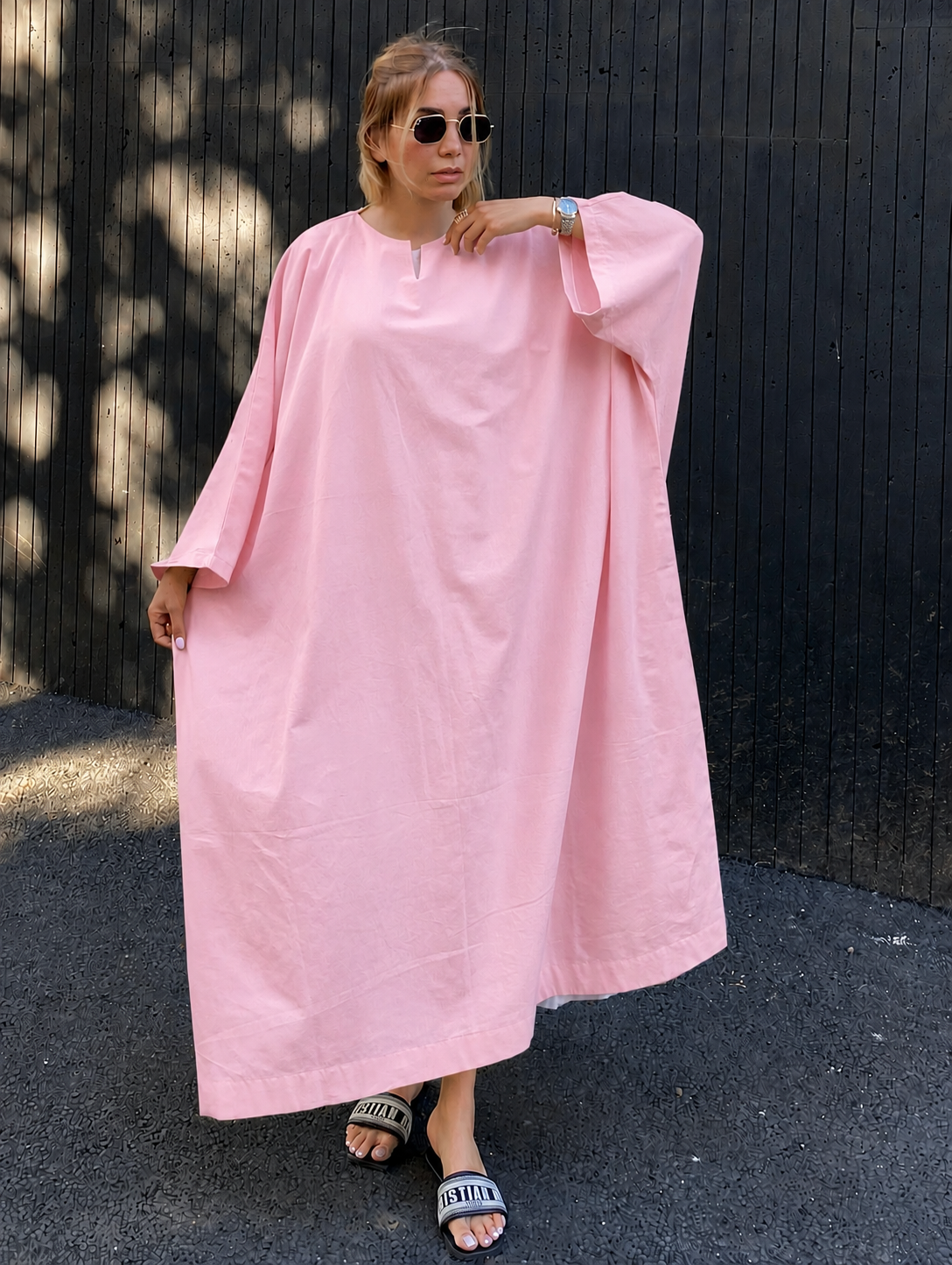 Premium Linen Batwing Kaftan Dress | Oversized Relaxed Fit Maxi Dress for Women SBS-1