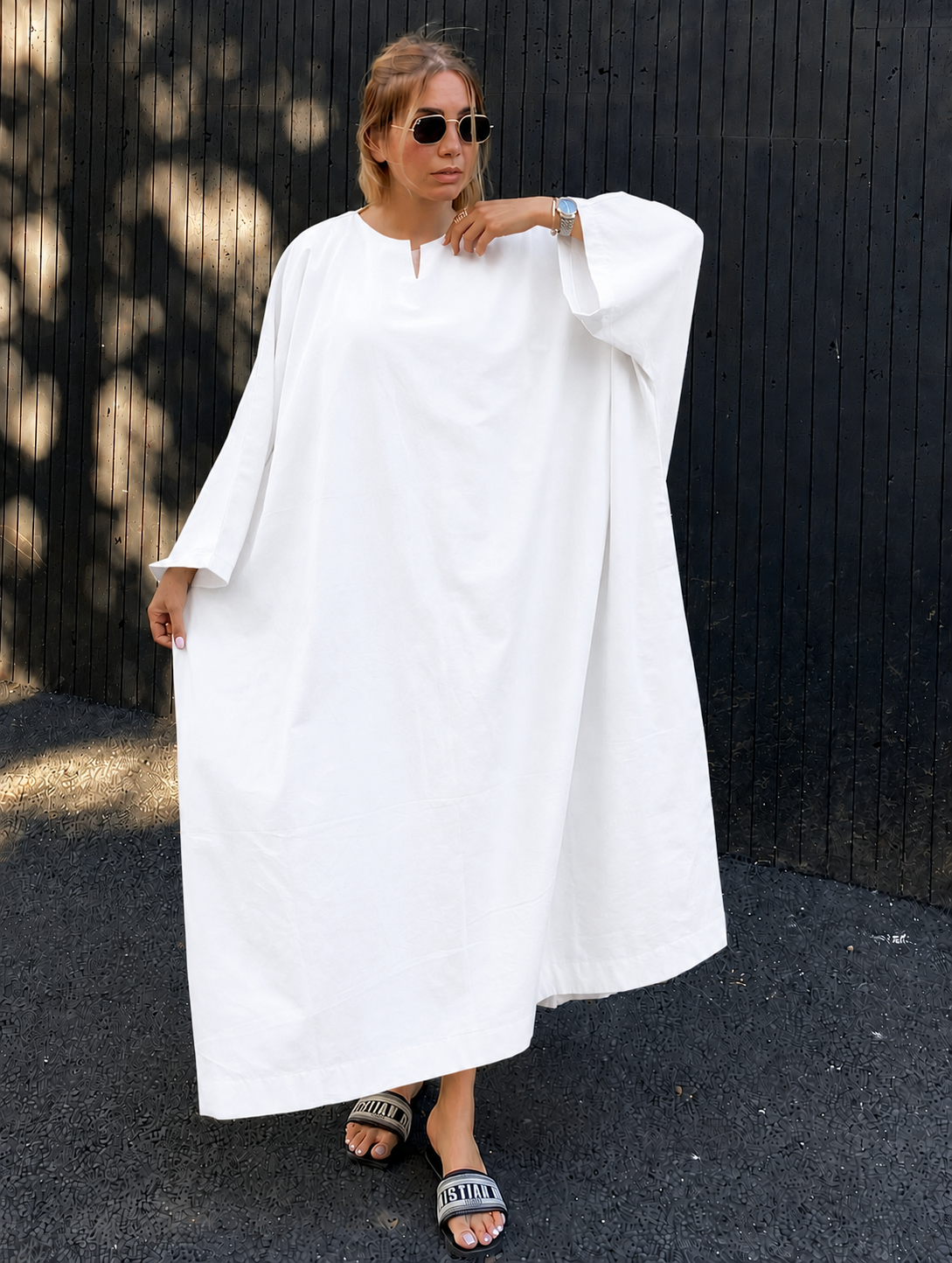 Premium Linen Batwing Kaftan Dress | Oversized Relaxed Fit Maxi Dress for Women SBS-1