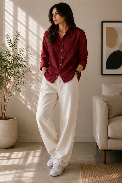 Premium Women's Classic Linen Relaxed Shirt SBS-11
