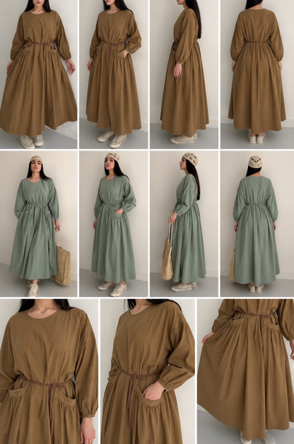 Linen Maxi Dress – Breathable Elegant Nightwear SBS-10