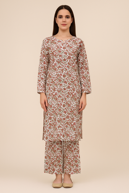 MICRO POLO COTTON- 2 PIECE-Red Flowers US-010