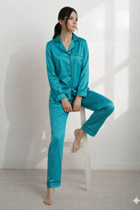 Digital Printed Button Down Night Suit - PNS-018