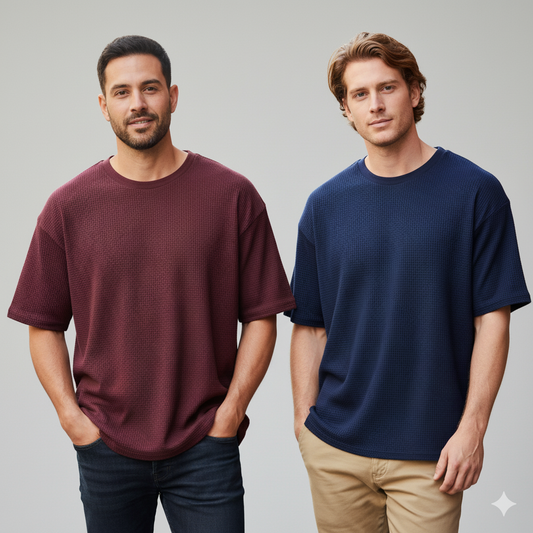 WAFFLE KNITTED TEES - PACK OF 2 -D1