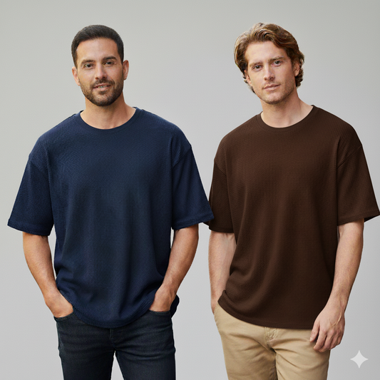 WAFFLE KNITTED TEES - PACK OF 2 -D4